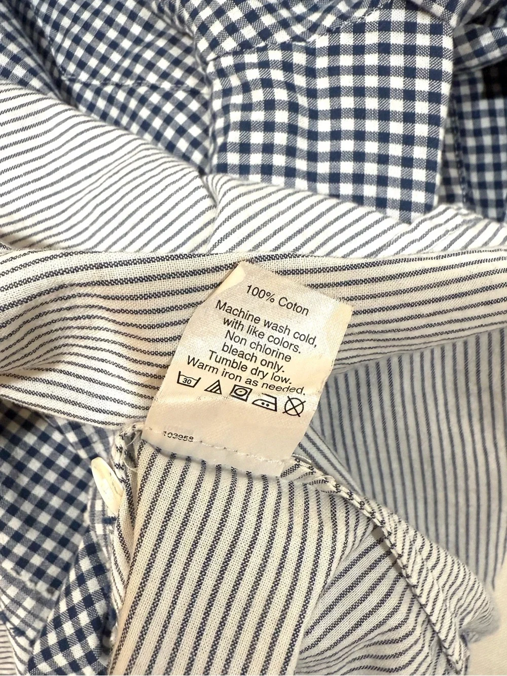 J. Crew Blue Gingham & Stripe Button-Down/Pullover Shirt 💯% Cotton